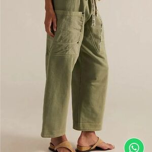 Olive Green Women's Cropped Utility Pants